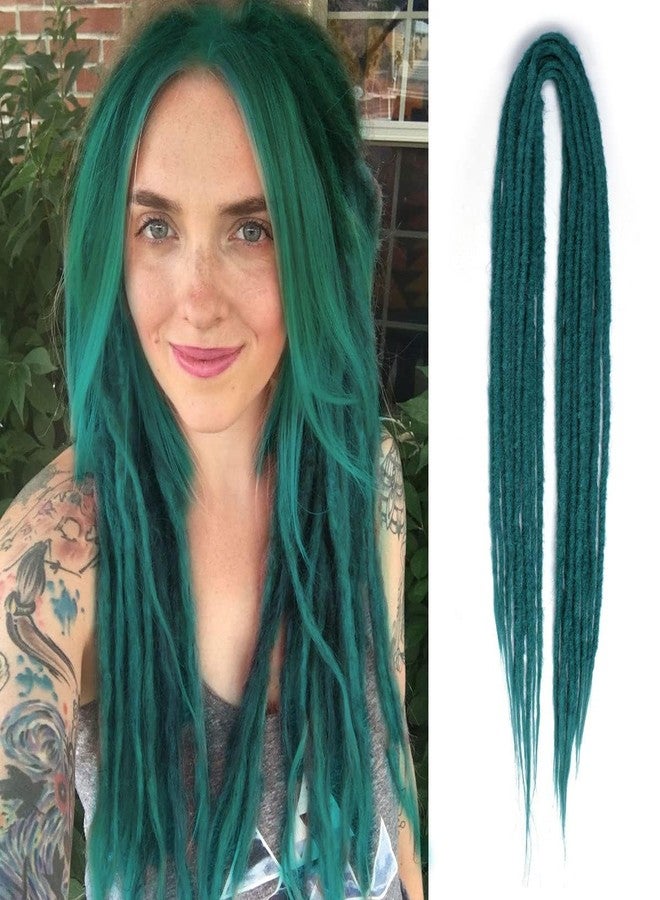 VIVIAN Single Ended Dreadlock Extensions 24 Inch 0.6 cm DE Dreads Full Set Synthetic Hippie Style Dreads 10 Strands (Sea Green) - Image 1