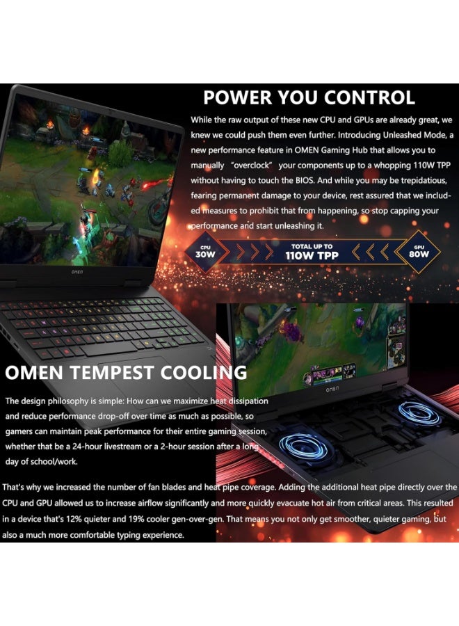 HP OMEN 16" 144Hz WUXGA Slim Gaming Laptop, Intel 16-Core Ultra 9 285H, GeForce RTX 5070 Computer, 16GB DDR5 RAM, 1TB PCIe SSD, AI Boost, WiFi 6E, RGB Backlit Keyboard, FHD Webcam, Windows 11 English Black - Image 4
