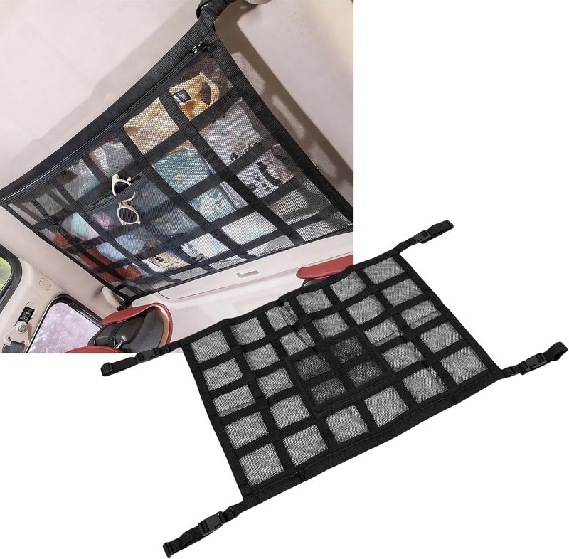 Upgrade Car Ceiling Cargos Net Pocket, Double Layers Roof Cargos Bag, Universal Car Organizers with Avoid Sagging Design, Ideal for Road Trip Truck SUV - Image 3