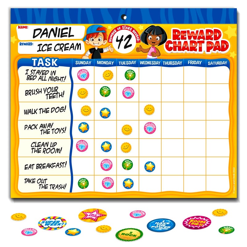Learn & Climb Behavior Reward Chart System - Pad with 26 Chore Charts for Kids, 2800 Stickers to Motivate Responsibility & Good Habits - Image 1