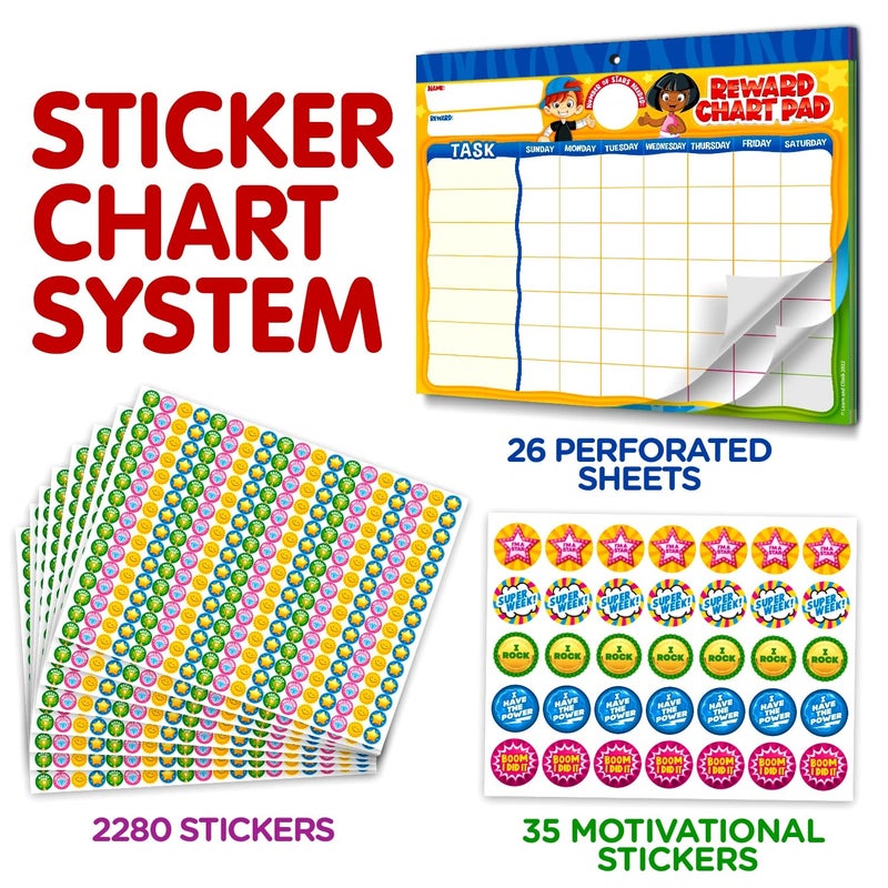 Learn & Climb Behavior Reward Chart System - Pad with 26 Chore Charts for Kids, 2800 Stickers to Motivate Responsibility & Good Habits - Image 2