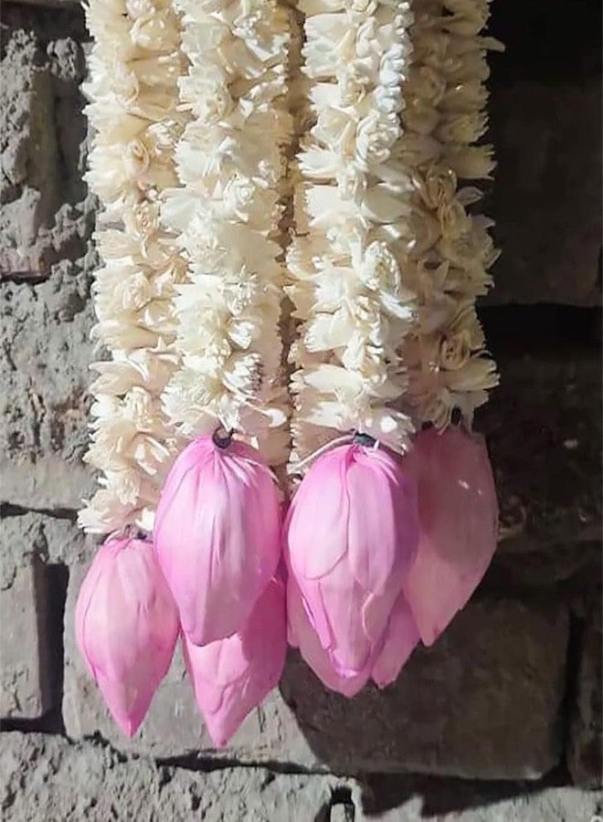 VRB Dec Acrylic Tm Lotus Hangings For Decoration/Hanging For Home Decor/Floral Wall Hanging For Temple Decor Diwali Decor&Festival Decor/Showpiece(Gajra With Mix Lotus Bud, 6), Pink - Image 1