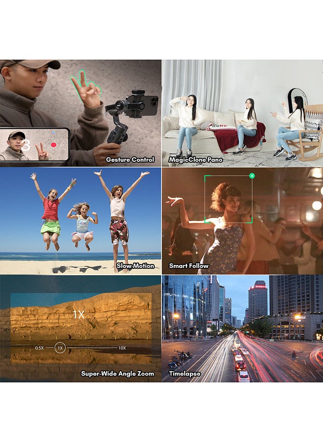 Zhiyun Smooth 5 Handheld 3-Axis Smartphone Gimbal Stabilizer Dolly Zoom Smart Tracking Timelapse Gesture Control AI Editing with Video Light Tripod Filters for Most Smartphones Live Stream Video Recording  - Image 2