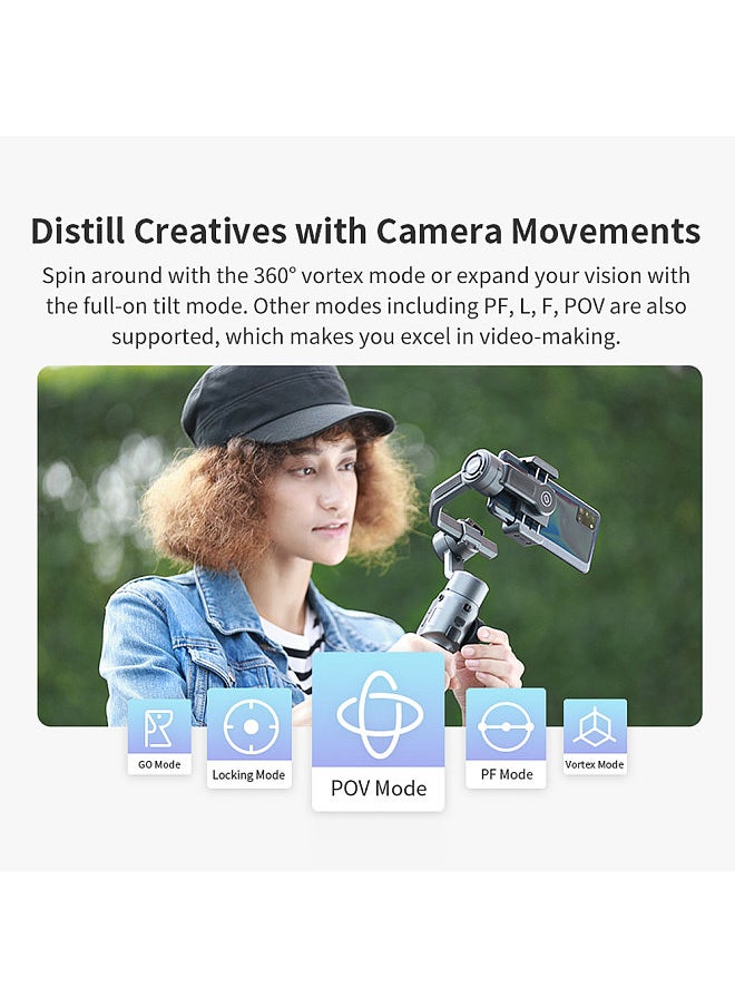 Zhiyun Smooth 5 Handheld 3-Axis Smartphone Gimbal Stabilizer Dolly Zoom Smart Tracking Timelapse Gesture Control AI Editing with Video Light Tripod Filters for Most Smartphones Live Stream Video Recording  - Image 3