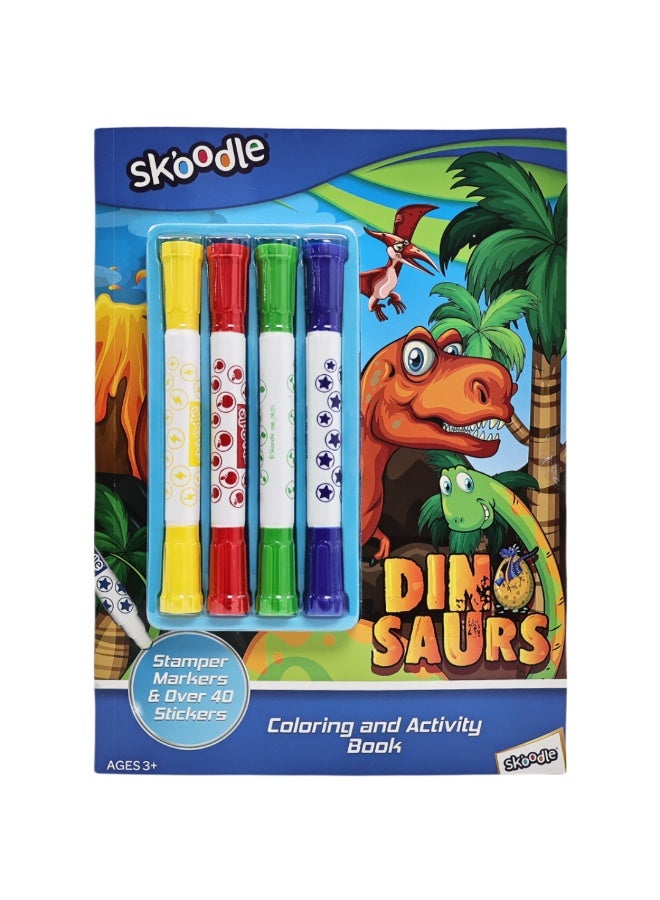SKOODLE Dinosaurs Coloring & Activity Book With Stamper Markers | Art & Craft Kit | Fun Activity For Kids | Age 3+ - Image 1