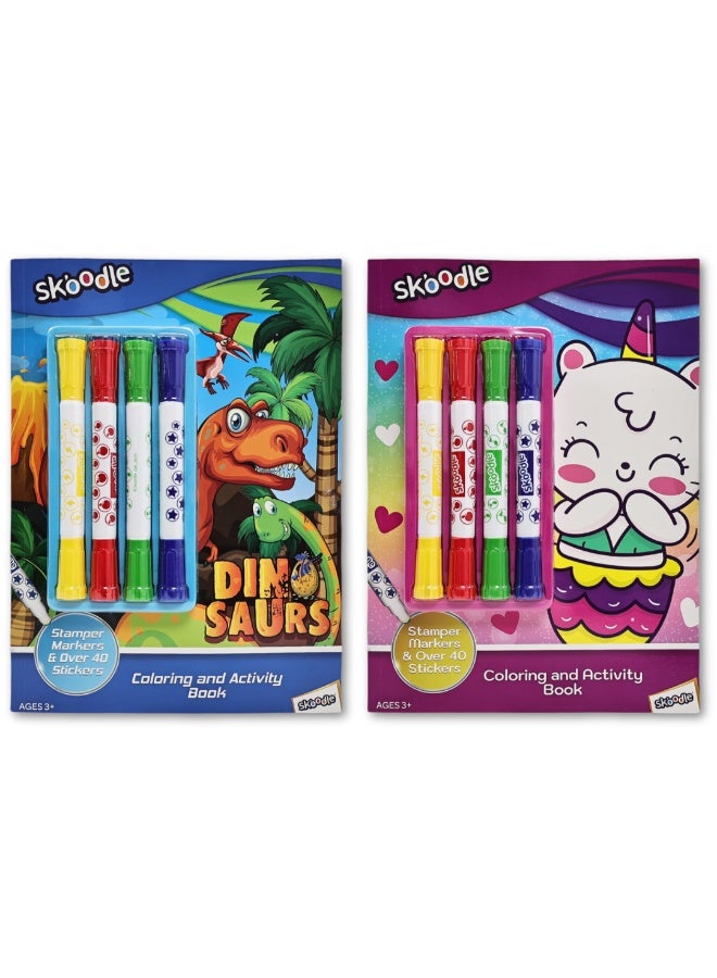 SKOODLE Dinosaurs Coloring & Activity Book With Stamper Markers | Art & Craft Kit | Fun Activity For Kids | Age 3+ - Image 3