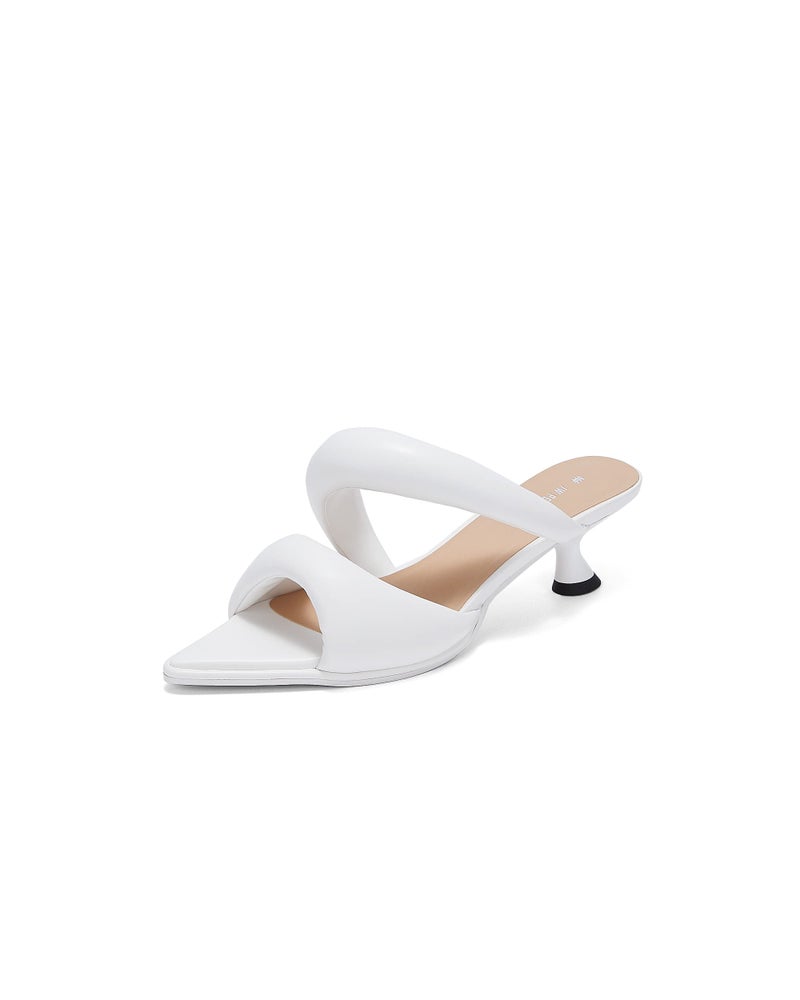 JW PEI Womens Sara Mule Heeled Sandals White