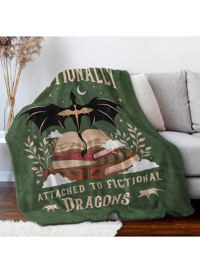 Leebbsin Fantasy Book Lovers Gifts, Bookish Gifts for Woman Men- Gragon Lovers Blanket, Functional Reading Gifts for Readers, Librarian, Book Nerd, Bookworm, Bookish Dragon Throw Blanket 60" x 50" - Image 4
