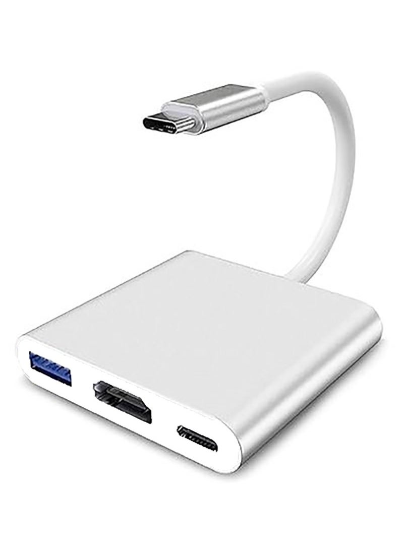 Generic USB Type-C to HDMI 3-in-1 adapter, 4K video converter with 3.0 and Type-C charging ports, USB-C Digital AV multi-port adapter for Mac devices (silver)  - Image 2