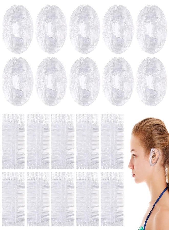 Matwsec 200PCS Ear Covers for Hair Dye Disposable Ear Shower Caps Plastic Ear Caps for Shower Bathing Spa Salon Beauty Treatments Waterproof - Image 1