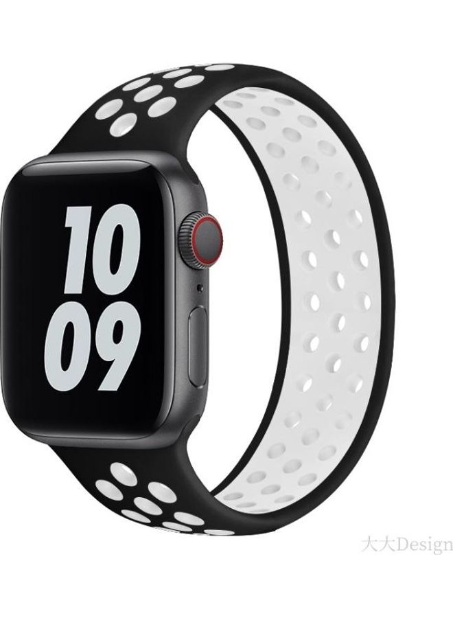 BGM Elastic Silicone Watchband For Apple Watch Series 6/SE/5/4 44mm - 3/2/1 42mm Black/White - Image 2
