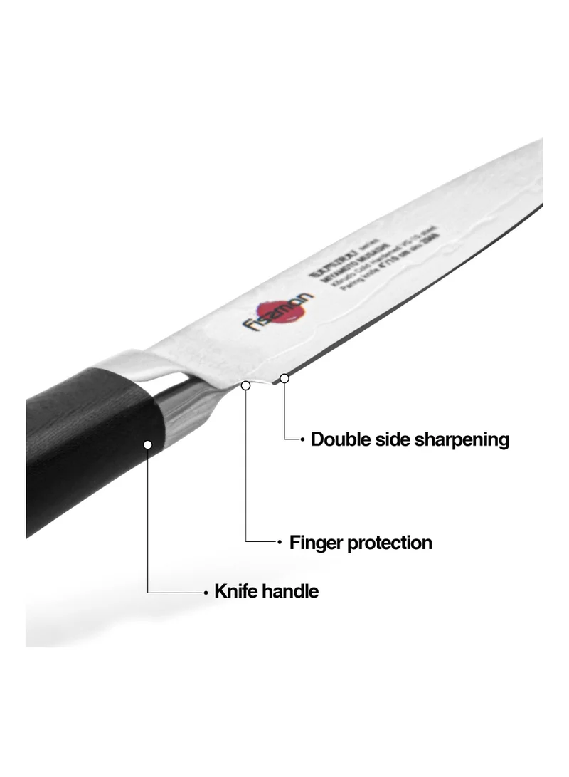 Fissman 4" Paring Knife SAMURAI MUSASHI 10cm (Steel DAMASCUS)