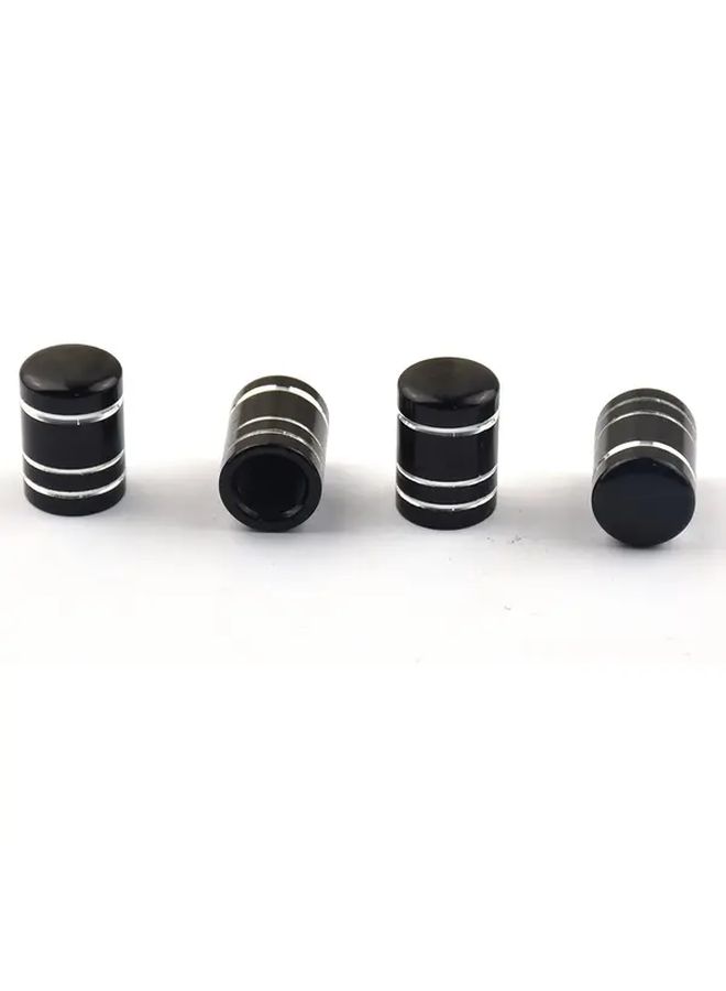 Black 4pcs Smooth Cylinder Valve Caps Durable Aluminum Alloy Tire Valve Caps Universal Fit - Image 4