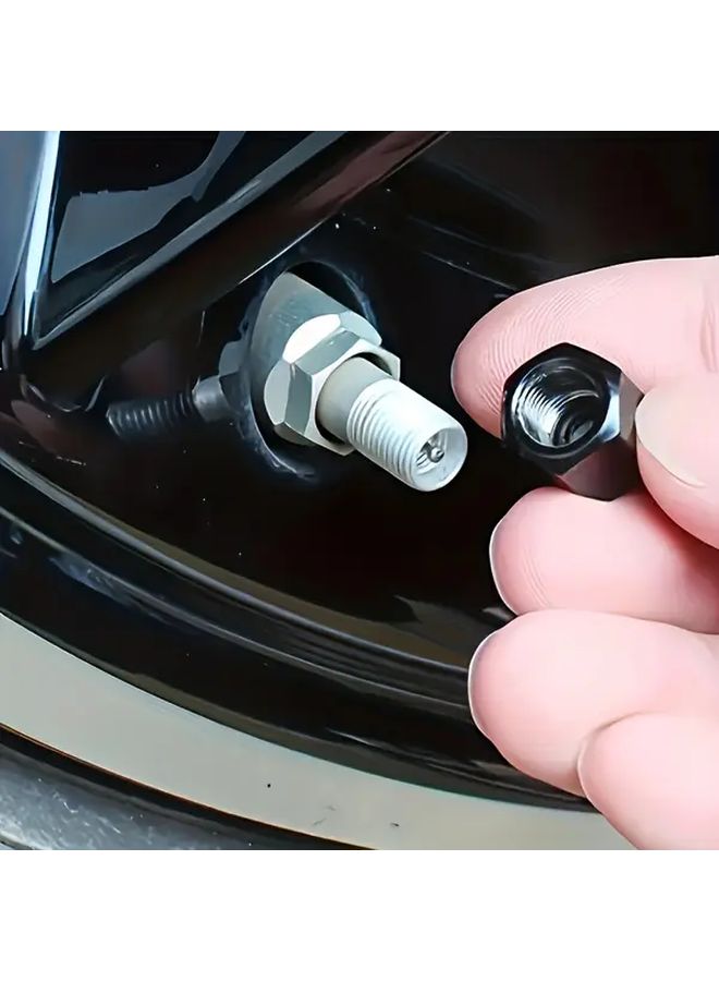 Black 4pcs Smooth Cylinder Valve Caps Durable Aluminum Alloy Tire Valve Caps Universal Fit - Image 2