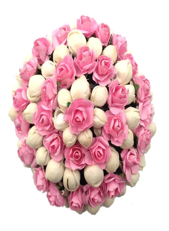 VinshBond Flower Gajra Mogra Hair GajraBun for Women And Girls Bun Styling Accessories, Pack of 1, Pink - Image 1