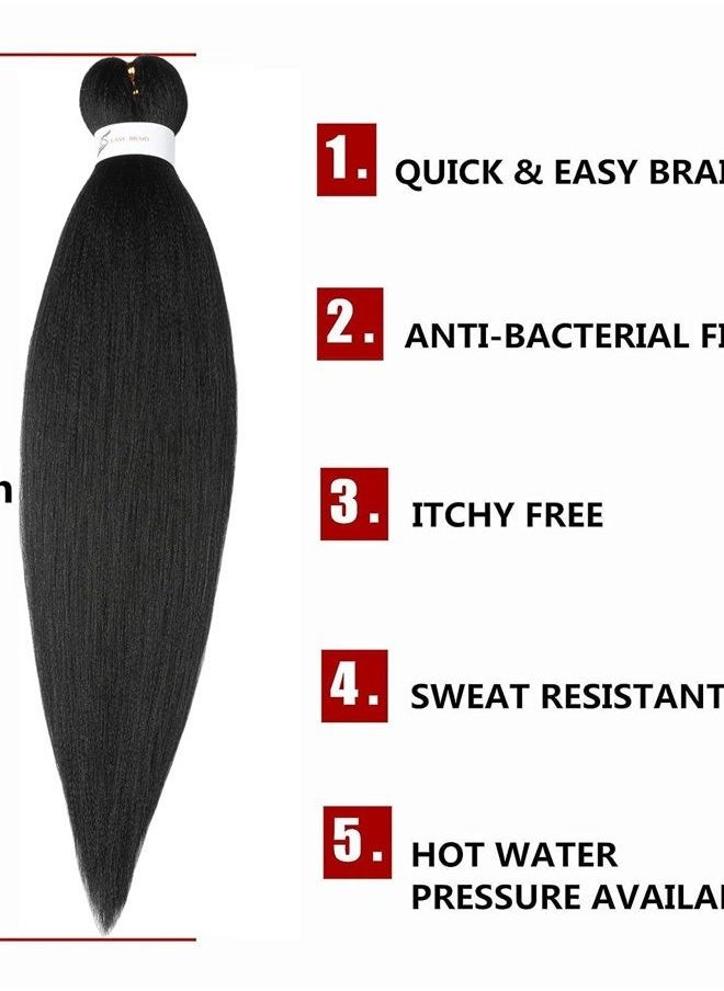 ShowCoco Pre Stretched Braiding Hair 26"-8 Packs Synthetic Braiding Hair Crochet Braids Hot Water Setting Professional Soft Yaki Straight Texture (26Inch,#1)  - Image 2