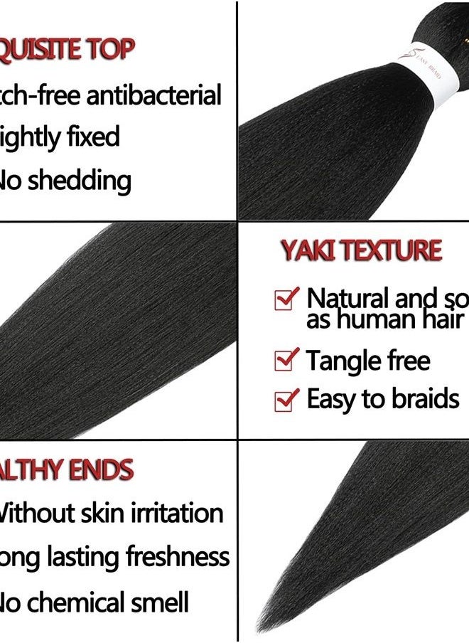 ShowCoco Pre Stretched Braiding Hair 26"-8 Packs Synthetic Braiding Hair Crochet Braids Hot Water Setting Professional Soft Yaki Straight Texture (26Inch,#1)  - Image 3
