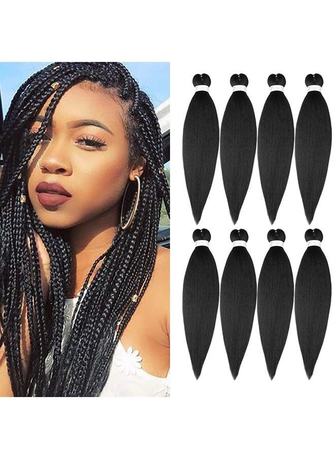 ShowCoco Pre Stretched Braiding Hair 26"-8 Packs Synthetic Braiding Hair Crochet Braids Hot Water Setting Professional Soft Yaki Straight Texture (26Inch,#1)  - Image 1