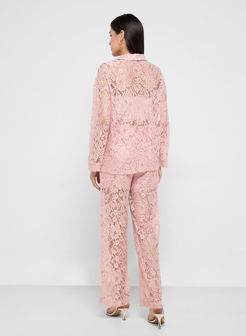 Ginger Lace Shirt & Pant Coord Set - Image 2