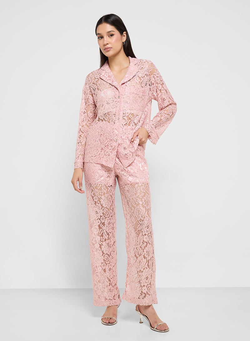 Ginger Lace Shirt & Pant Coord Set - Image 5