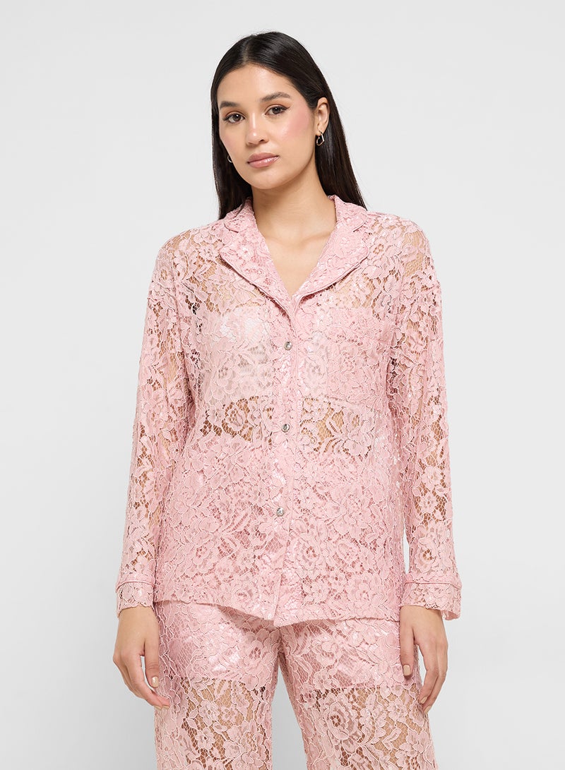 Ginger Lace Shirt & Pant Coord Set - Image 3