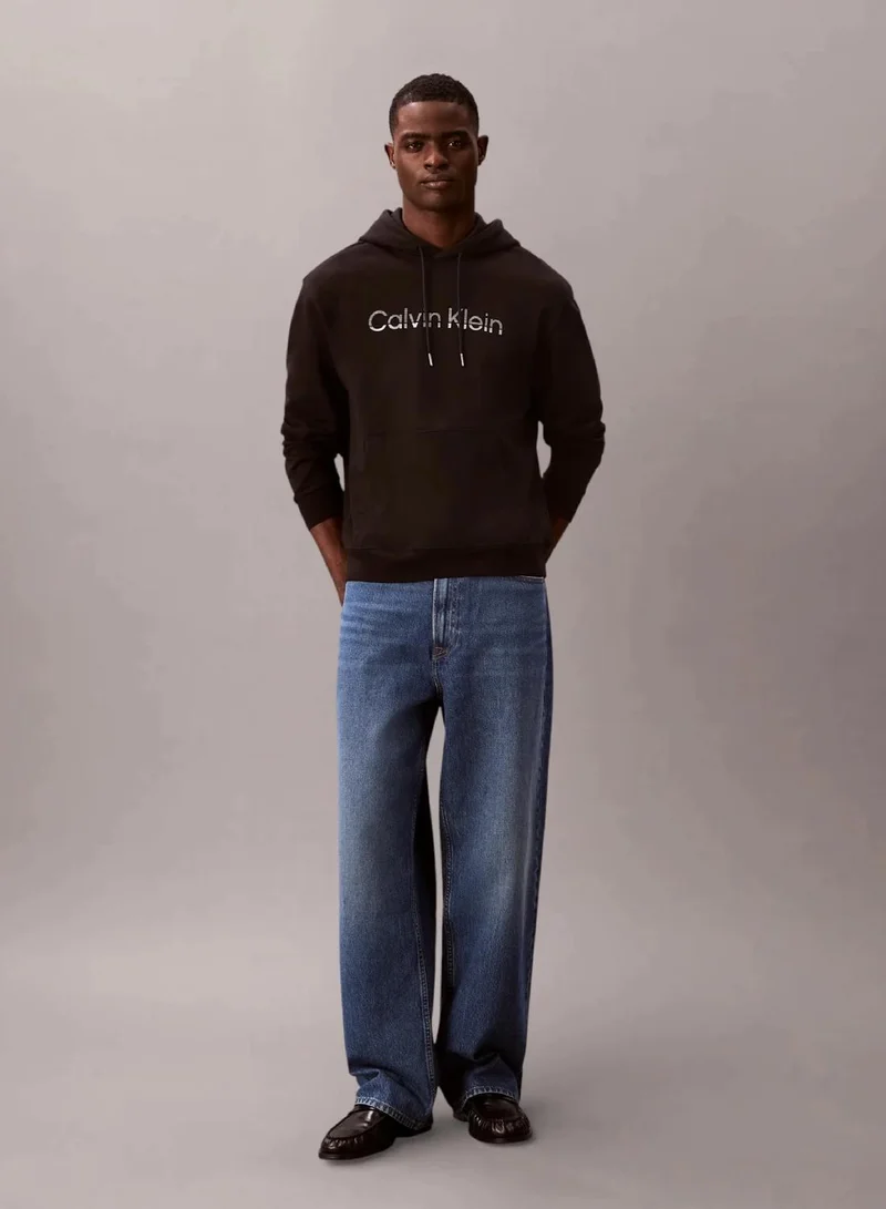 Calvin Klein Split Logo Terry Drawstring Hoody