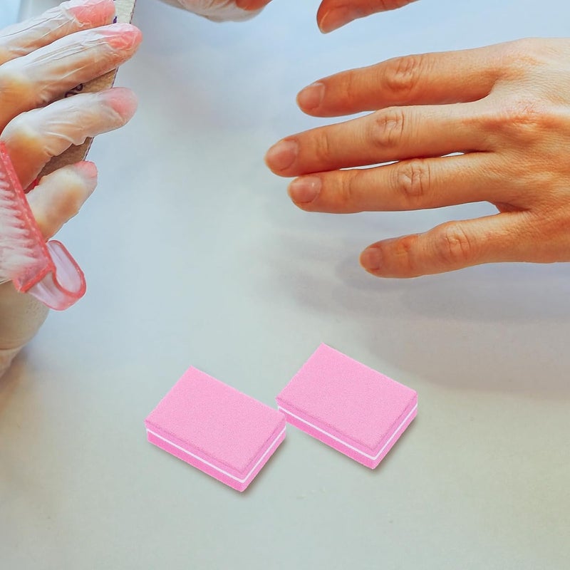50pcs Dual Side Sponge Block Nail File for Manicure and Fingernail Polishing, Mini Portable Nail Buffer Blocks for Home and Salon Use, Rose Red - Image 4