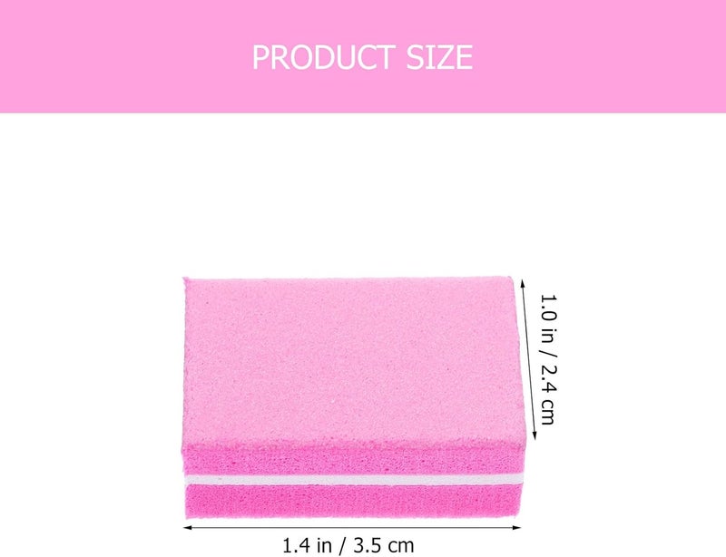 50pcs Dual Side Sponge Block Nail File for Manicure and Fingernail Polishing, Mini Portable Nail Buffer Blocks for Home and Salon Use, Rose Red - Image 2