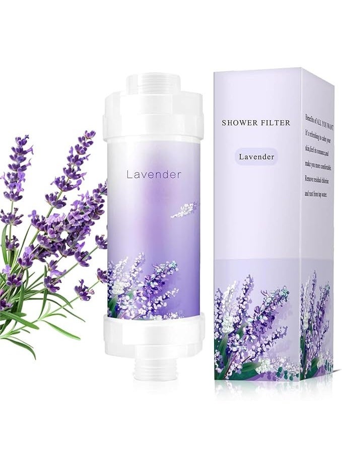 SKY-TOUCH Lavender Vitamin C Shower Filter : Aromatherapy Hard Water Softener Chlorine & Fluoride Shower Filter Easy Installation for Universal Output Showerhead for Healthier Skin & Hair - Image 1