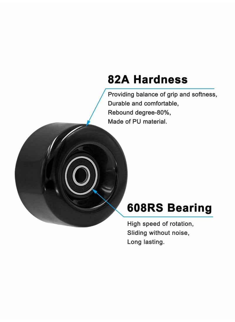 KASTWAVE Roller Skate Wheels 8 Pack with Bearings Installed and 2 Toe Stoppers 32mm x 58mm 82A  - Image 2