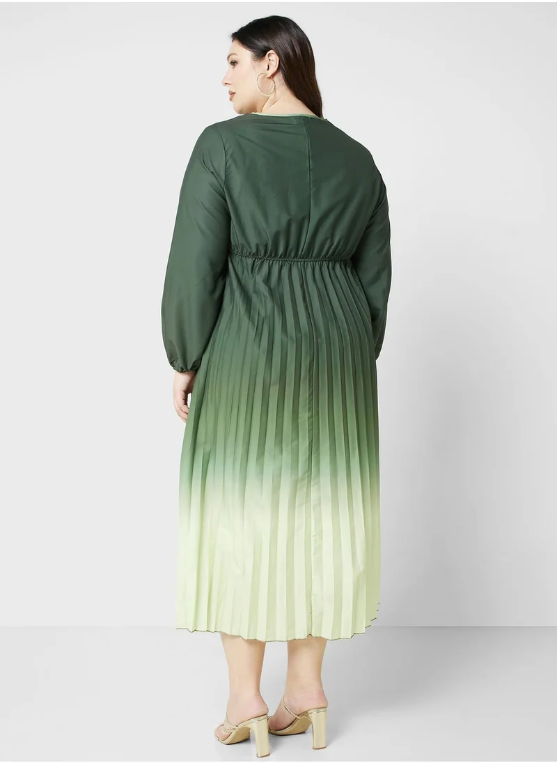 Ella Plus Ombre Detail Pleated Dress