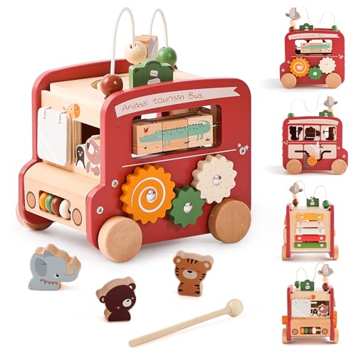 EERKEOD Wooden Activity Cubes for Toddlers Montessori Toys for Boys Girls Educational Learning Toys for Kids Wooden Toys for First Birthday Gift - Image 1