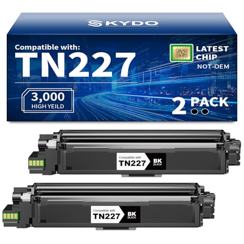 Skydo Compatible TN-227BK Toner Cartridge Replacement for Brother TN-227 Black Toner High Yield TN223 for MFC-L3770CDW HL-L3270CDW HL-L3290CDW MFC-L3710CW HL-L3210CW (2 Black) - Image 1