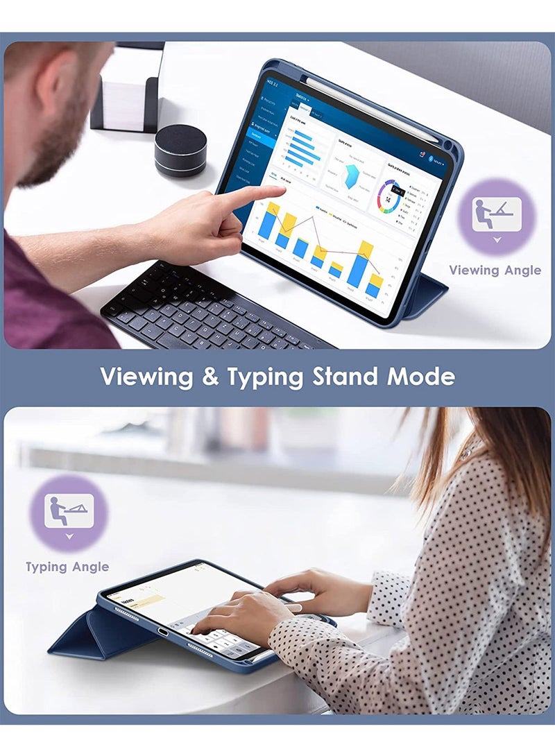 Case for iPad 10th Generation 10.9 2022 / iPad 11th Generation (A16) 10.9 Inch 2025 Built-in Pencil Holder Flexible Back Cover, Trifold Stand, Auto Sleep Wake Rebound Series Blue - Image 5