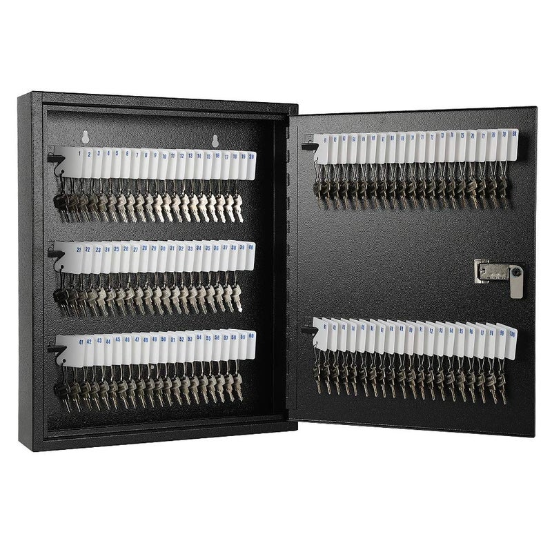 KYODOLED 100Keys Key Cabinet Organizer, Key Lock Box Wall Mount with Code, Large Keys Storage Combination Lock Box for Home, Office, Business Management,17"x 12.99" x 3.26" (Black,100 Key) - Image 1