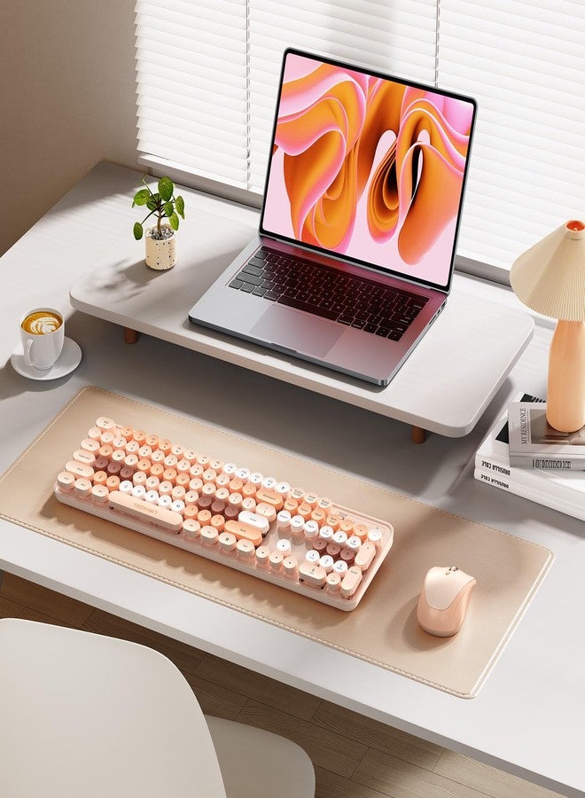 TECKNET Retro Wireless Keyboard and Mouse Combo, Full Size 2.4G & Bluetooth Dual Mode Colorful Typewriter Keyboard with Round Keycaps, Adjustable Tilt Legs, Auto Sleep, Splash Proof for Windows PC - Image 2