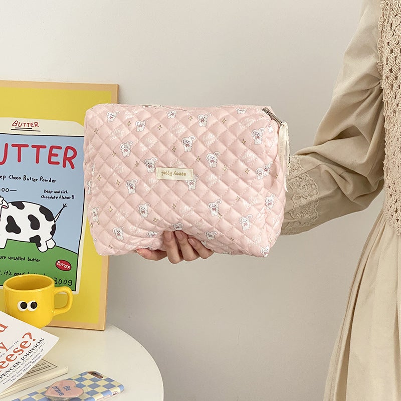 Yiyu/New Ins Cute And Gentle Ins Large Capacity Portable Quilted Cosmetics Bag Cosmetic Bag Liner Bag - Image 3