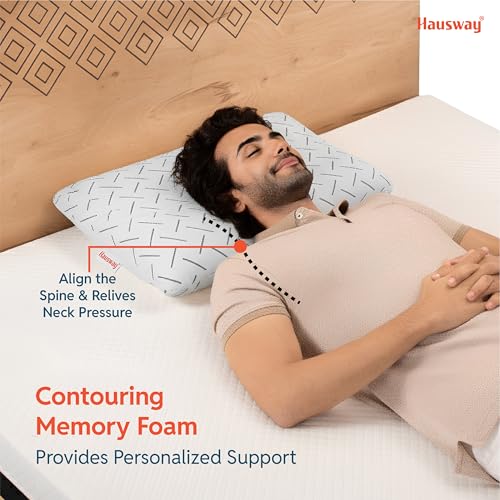 HAUSWAY Memory Foam Pillow Set of 1 for Neck & Back Pain Relief | 3-Inch Thin Cooling Gel Cervical Pillow with Washable Cover | Soft & Supportive Sleep Cushion for Side & Back Sleepers - Image 4