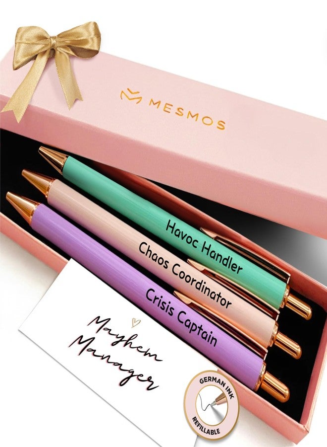 MESMOS 3pk Fancy Pen Set, Chaos Coordinator Boss Gifts for Women, Office Manager Boss Female Gifts, Leadership and Supervisor Gift, Funs with Funny Sayings for Adults - Image 1
