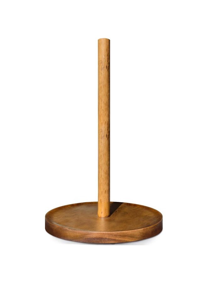 NESAPTO Paper Towel Holder Countertop, Wooden Freestanding Paper Towel Stand for Modern Farmhouse & Cottagecore Decor, Kitchen Bathroom Essential, Brown - Image 1