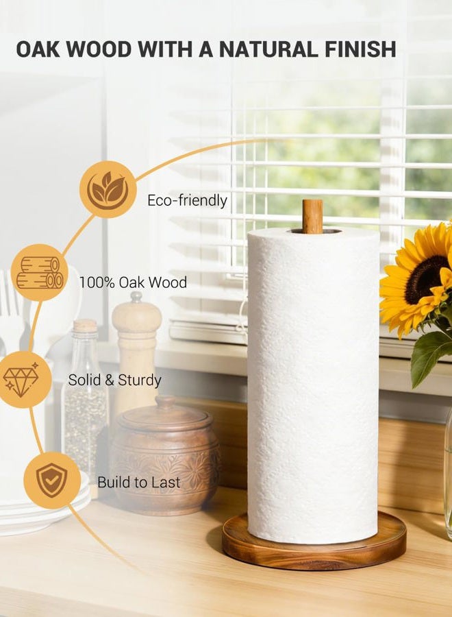 NESAPTO Paper Towel Holder Countertop, Wooden Freestanding Paper Towel Stand for Modern Farmhouse & Cottagecore Decor, Kitchen Bathroom Essential, Brown - Image 5