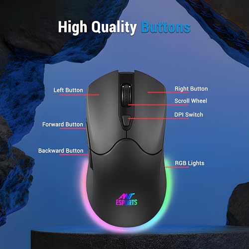 Ant Esports KM500W Pro Wireless Gaming Keyboard Mouse Combo, Rechargeable 104 Key LED Light Up Keyboard Ergonomic Wireless Gaming Mouse, Backlit Mouse Keyboard for Xbox PS5 PS4 PC Laptop - Image 2