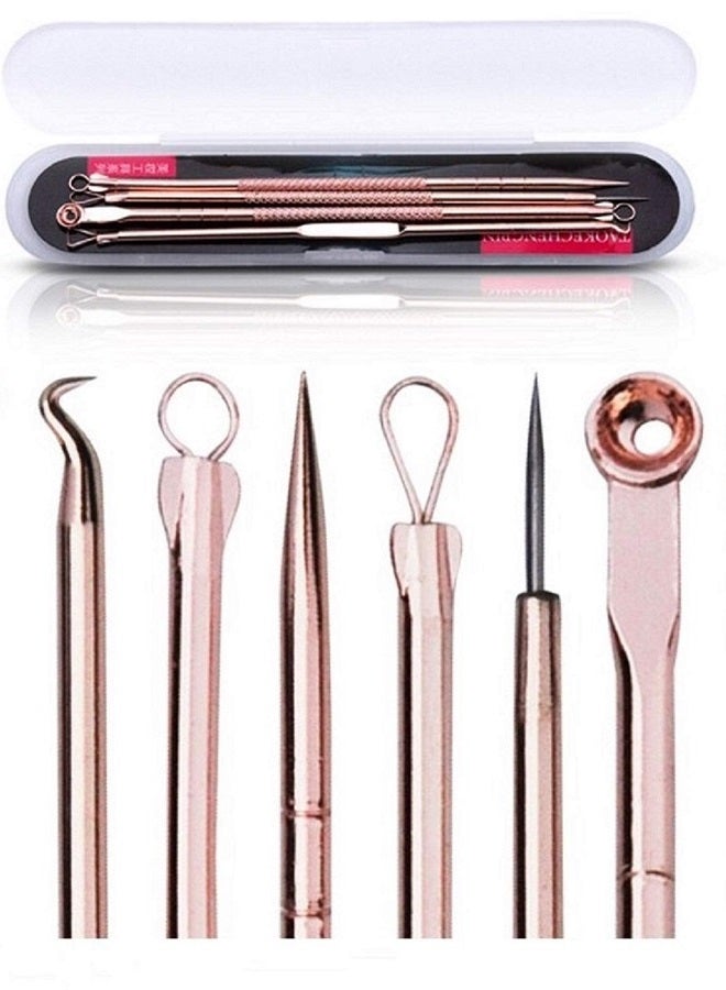 Mroobest Blackhead Remover Pimple Comedone Extractor Tool, Effective Acne Removal Kit, Treatment for Blemish, Whitehead Pimple Popping, Zit Removing for Nose & Face Skin, Best Electroplated 4 PCS w/case. - Image 1