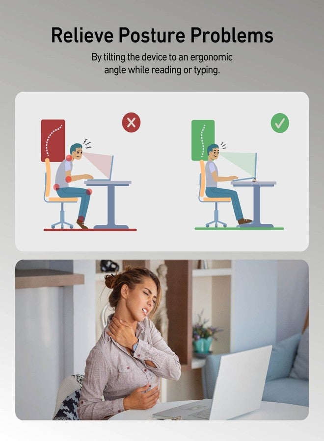 ergounion 3 in 1 Silicone Laptop Stand, Keyboard Riser for Ergonomic Typing/Reading, Portable Laptop Cooling Stand, for Home Office School and Travel, Oval Base, Bright Beige - Image 4