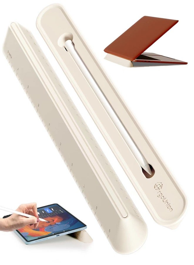 ergounion 3 in 1 Silicone Laptop Stand, Keyboard Riser for Ergonomic Typing/Reading, Portable Laptop Cooling Stand, for Home Office School and Travel, Oval Base, Bright Beige - Image 1