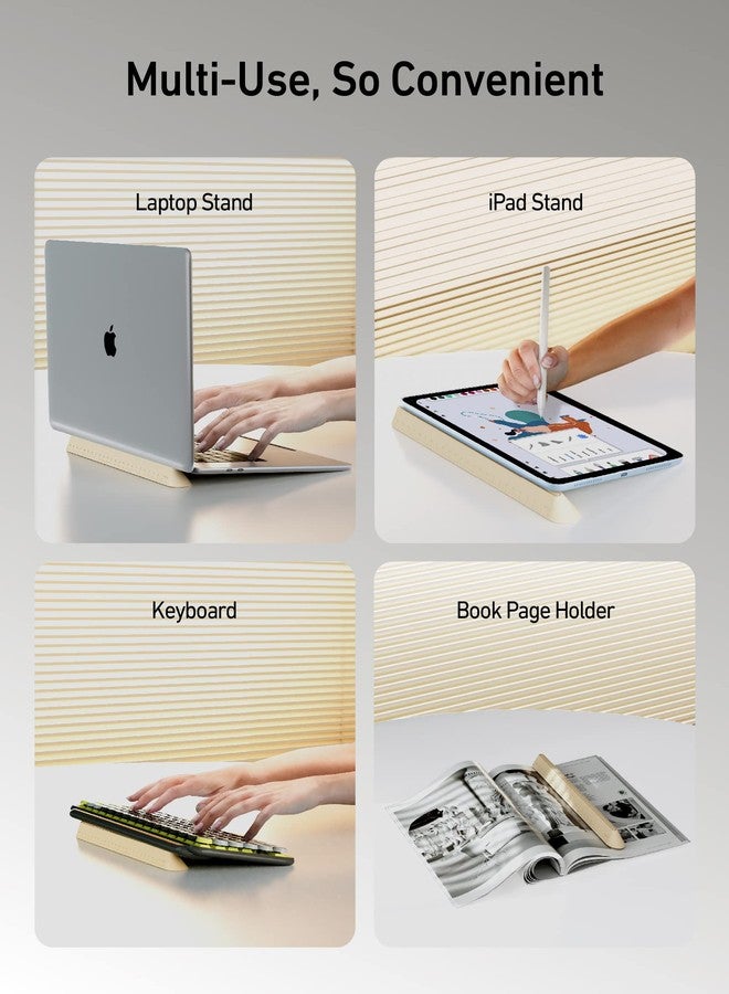 ergounion 3 in 1 Silicone Laptop Stand, Keyboard Riser for Ergonomic Typing/Reading, Portable Laptop Cooling Stand, for Home Office School and Travel, Oval Base, Bright Beige - Image 5