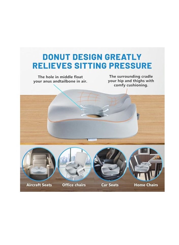 Beauenty - Memory Foam Seat Cushion,Donut Pillow Lifting Cushion,Tailbone Pain Relief Cushion, Hemorrhoid Pillow with Two Humps Hip Curve Design, Donut Pillow for Postpartum Pregnancy - Image 1