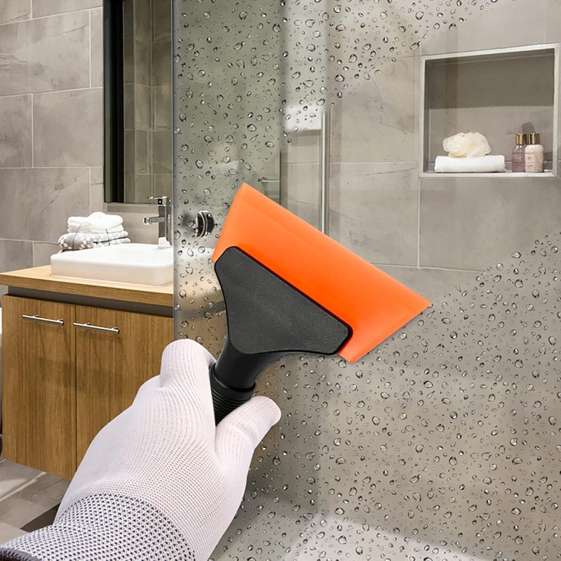 Ehdis Silicone Window Squeegee, Windscreen Squeegee, Car Shower Squeegee, Small for Car Window Cleaner, Bathroom, Kitchen, Cleaning Tool, 5 Inches, Orange - Image 2