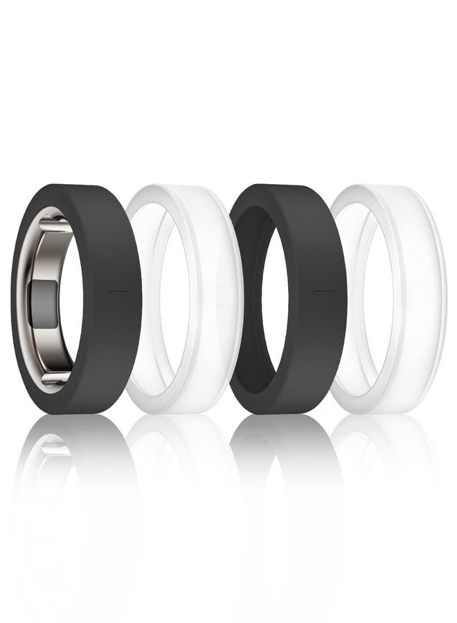 BandSmith Silicone Ring Cover Compatible with Oura Ring Protector, Elastic Case for Oura Ring Gen 4/3 Working Out - Patent Protected (Black*2+Clear*2, S for 678910) - Image 1