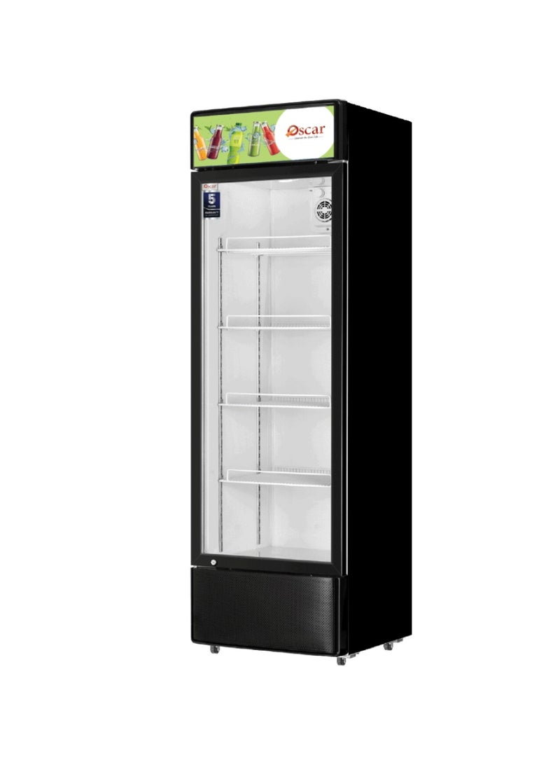 OSCAR 400L Single Door Commercial Beverage Chiller | No-Frost Cooling | Glass Door Display Fridge with LED Light, Mechanical Temperature Control, R290 Eco Gas, 4 Shelves - OCL400